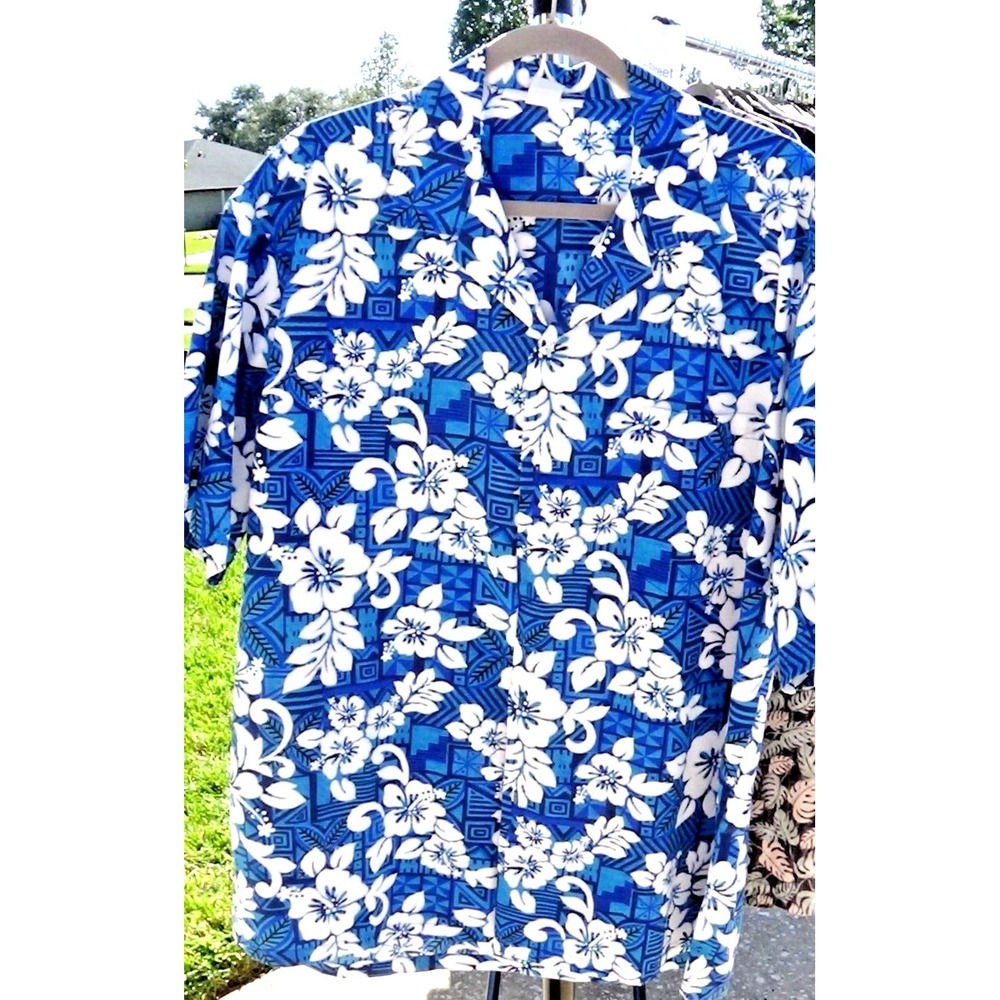 Men's Shirt XL Hawaiian Button Down Made in Hawaii #065